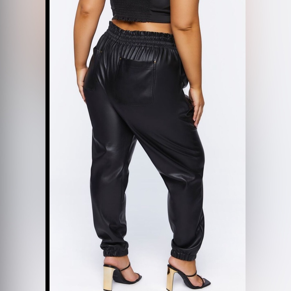 Forever 21 faux leather pants, baggy, cinched at the ankles, in great condition